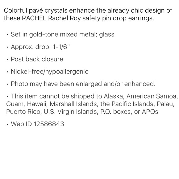 NWT Rachel Roy Gold Tone Pave Safety Pin Drop Earrings - Picture 6 of 6